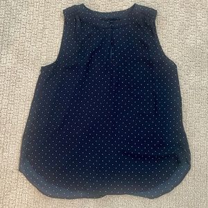 LOFT Sleeveless Top, Navy with tiny white stars dots, M, EUC
